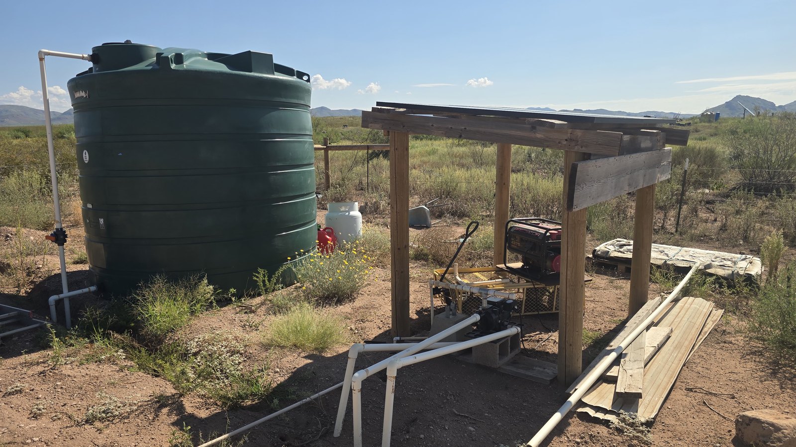 Water storage and agricultural production infrastructure on the CompostHubOnline ranch.